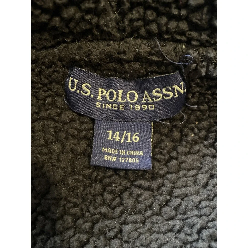 Ralph‎ Lauren US Polo Association USPA Jacket Big Logo Black Size 14/16 Varsity
